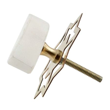 Oval White Stone with Brass Plates Knobs